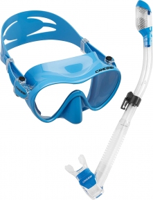 Набор маска Cressi F1 и трубка для плавания,  синий