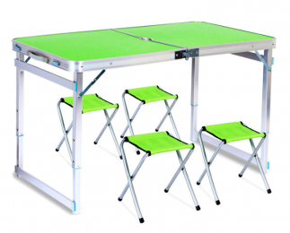 Стол туристический складной Easy LF Green (стол + 4 стула)