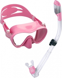 Набор маска Cressi F1 и трубка для плавания,  розовый